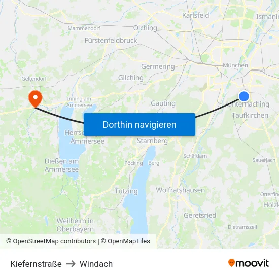 Kiefernstraße to Windach map