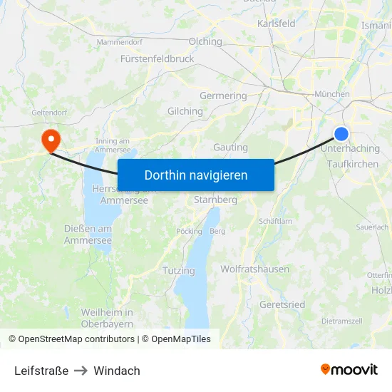 Leifstraße to Windach map