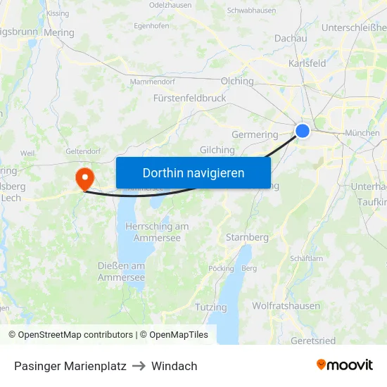 Pasinger Marienplatz to Windach map