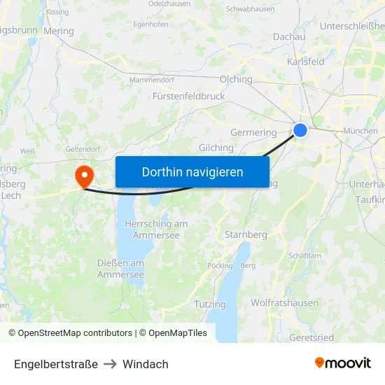 Engelbertstraße to Windach map
