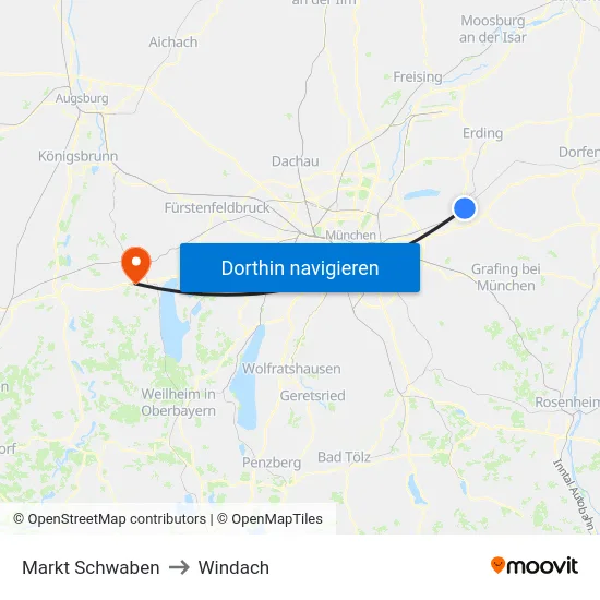 Markt Schwaben to Windach map
