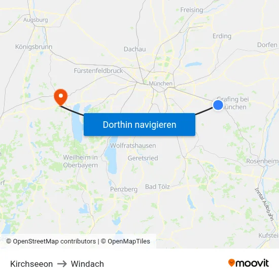 Kirchseeon to Windach map