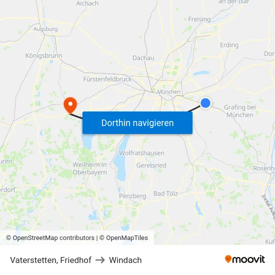 Vaterstetten, Friedhof to Windach map