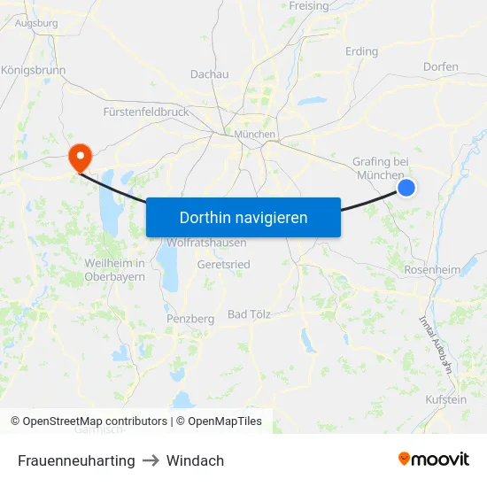 Frauenneuharting to Windach map