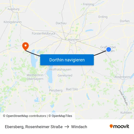 Ebersberg, Rosenheimer Straße to Windach map
