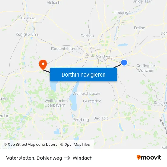Vaterstetten, Dohlenweg to Windach map