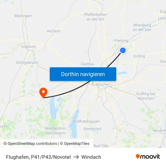 Flughafen, P41/P43/Novotel to Windach map