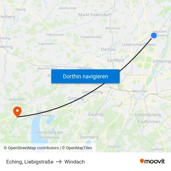 Eching, Liebigstraße to Windach map