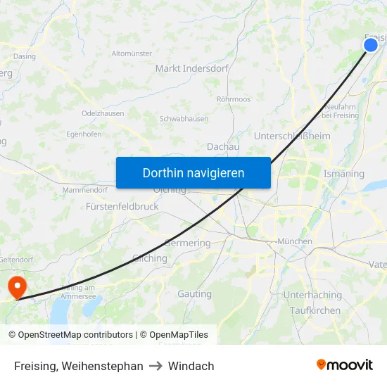 Freising, Weihenstephan to Windach map