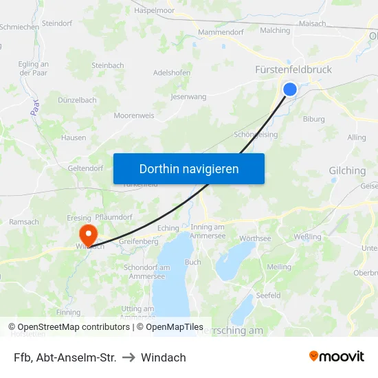 Ffb, Abt-Anselm-Str. to Windach map