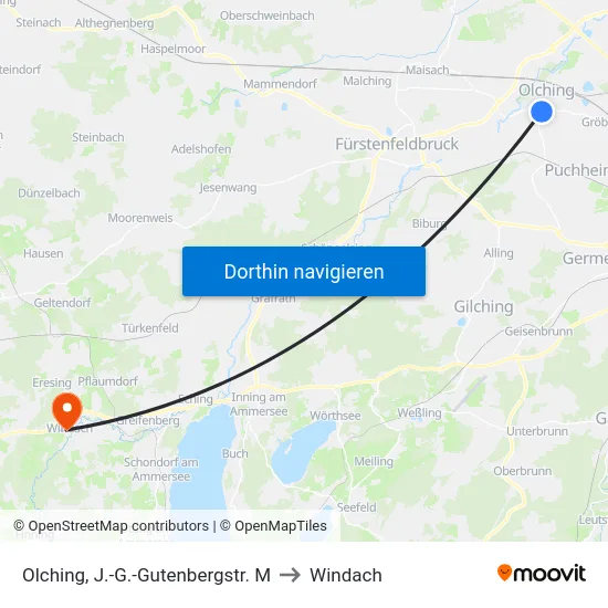 Olching, J.-G.-Gutenbergstr. M to Windach map