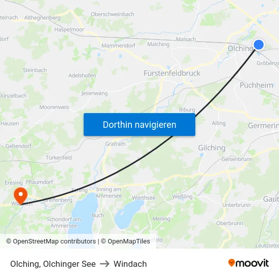 Olching, Olchinger See to Windach map