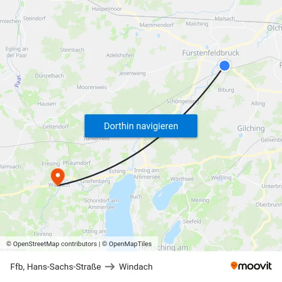 Ffb, Hans-Sachs-Straße to Windach map