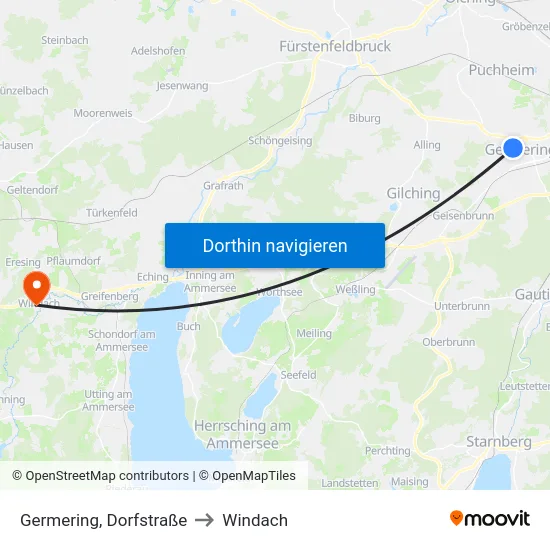 Germering, Dorfstraße to Windach map