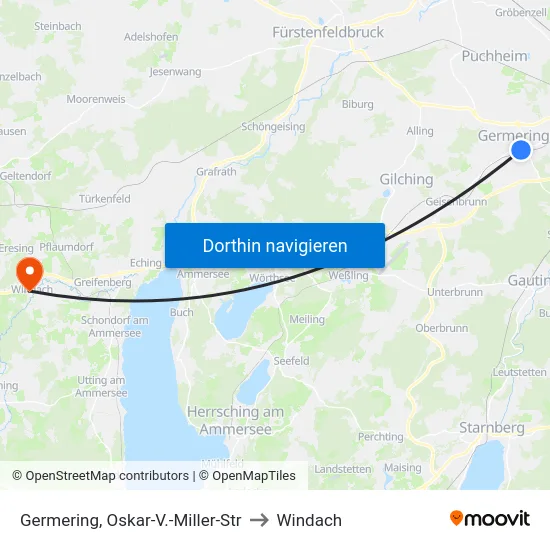 Germering, Oskar-V.-Miller-Str to Windach map