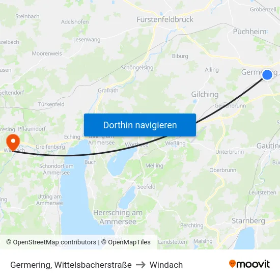 Germering, Wittelsbacherstraße to Windach map
