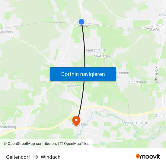 Geltendorf to Windach map