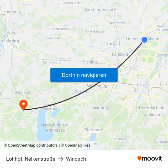 Lohhof, Nelkenstraße to Windach map