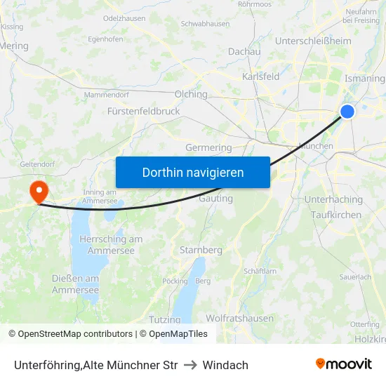 Unterföhring,Alte Münchner Str to Windach map