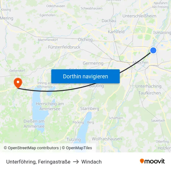 Unterföhring, Feringastraße to Windach map