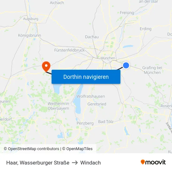 Haar, Wasserburger Straße to Windach map