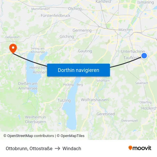 Ottobrunn, Ottostraße to Windach map