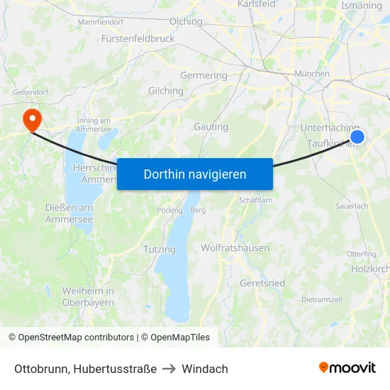 Ottobrunn, Hubertusstraße to Windach map