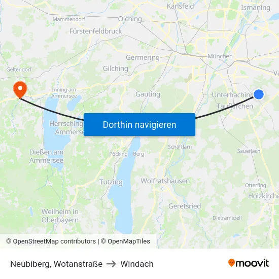 Neubiberg, Wotanstraße to Windach map