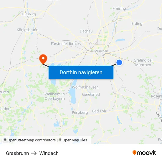 Grasbrunn to Windach map