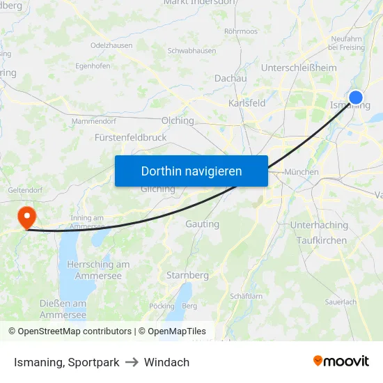 Ismaning, Sportpark to Windach map