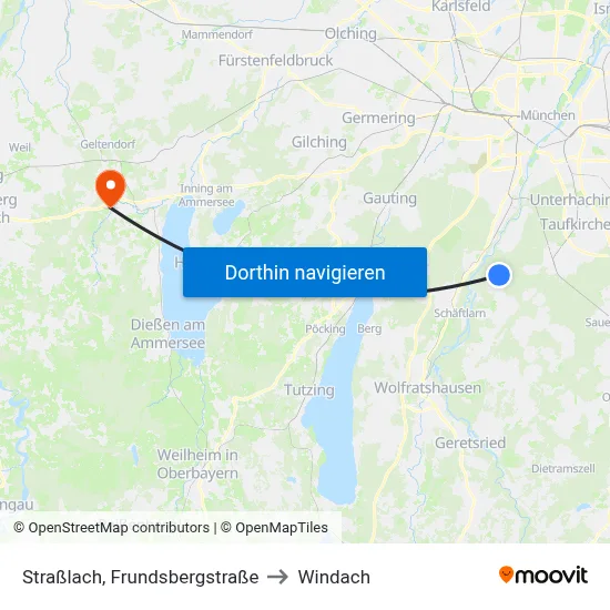 Straßlach, Frundsbergstraße to Windach map