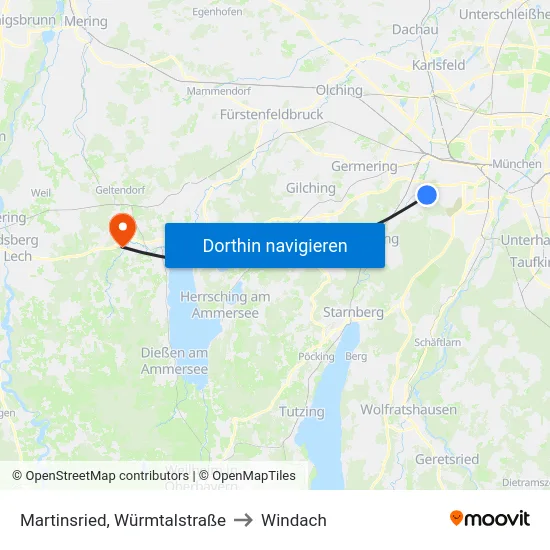 Martinsried, Würmtalstraße to Windach map
