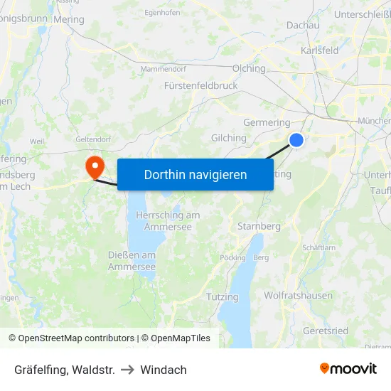 Gräfelfing, Waldstr. to Windach map