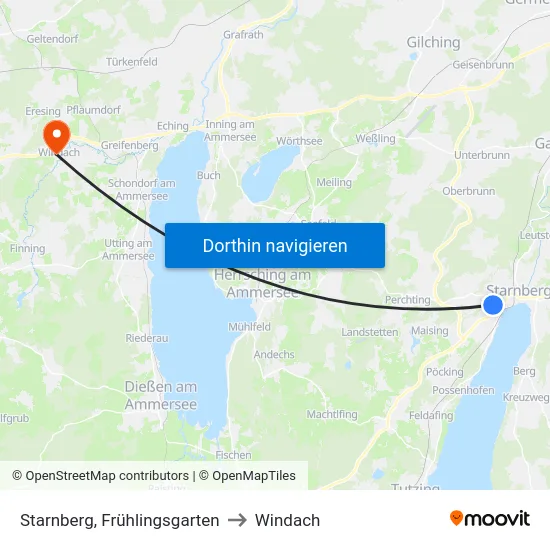 Starnberg, Frühlingsgarten to Windach map