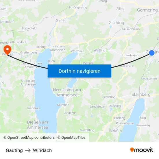 Gauting to Windach map