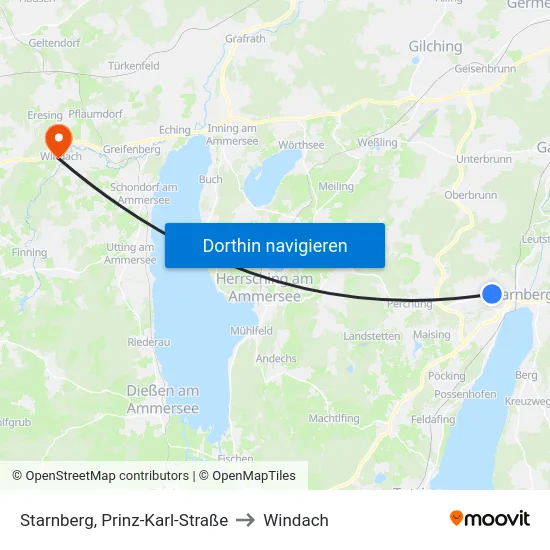 Starnberg, Prinz-Karl-Straße to Windach map
