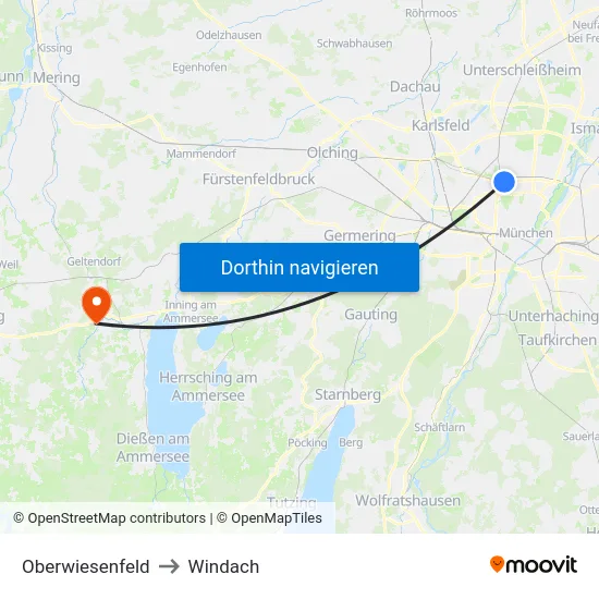 Oberwiesenfeld to Windach map