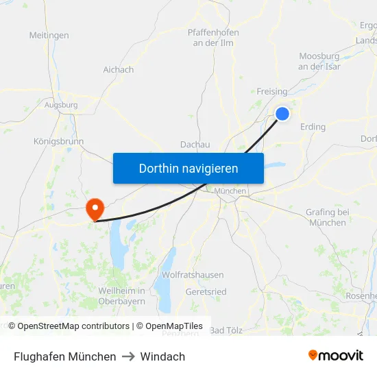 Flughafen München to Windach map