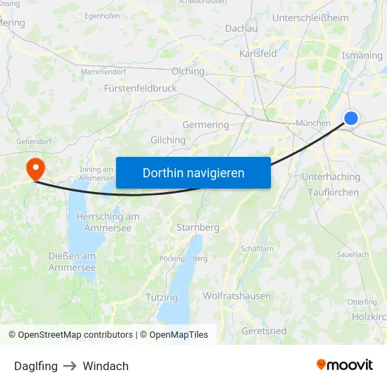 Daglfing to Windach map