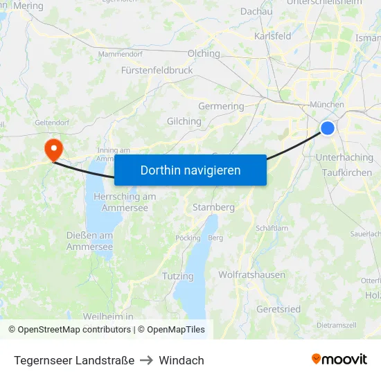Tegernseer Landstraße to Windach map