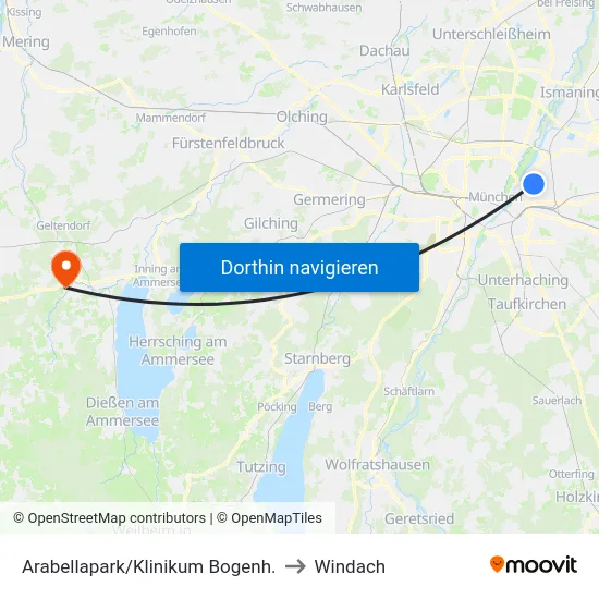 Arabellapark/Klinikum Bogenh. to Windach map