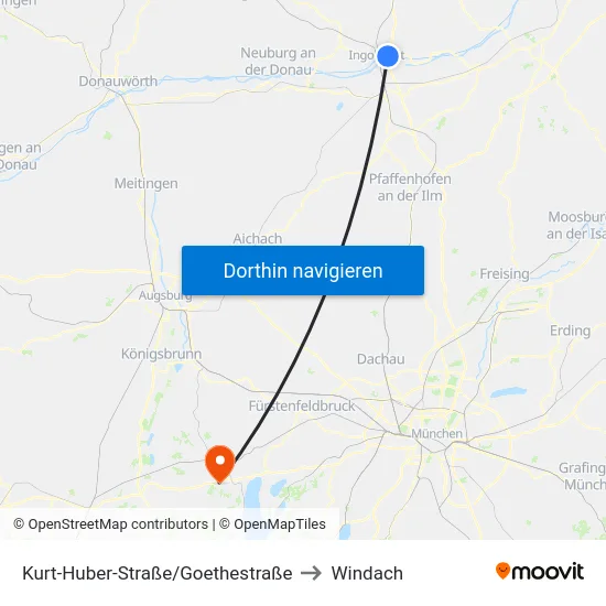 Kurt-Huber-Straße/Goethestraße to Windach map