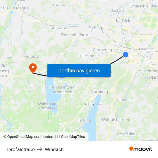 Terofalstraße to Windach map