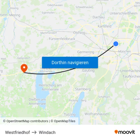 Westfriedhof to Windach map