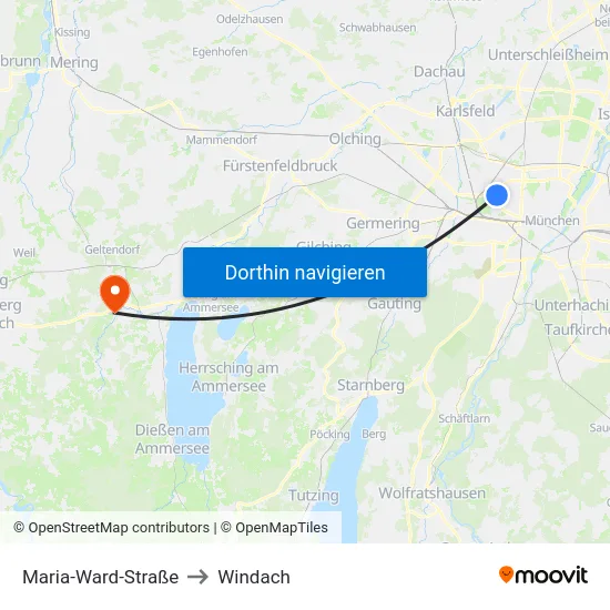 Maria-Ward-Straße to Windach map