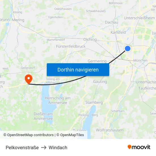 Pelkovenstraße to Windach map