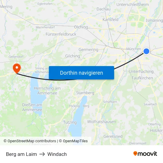 Berg am Laim to Windach map