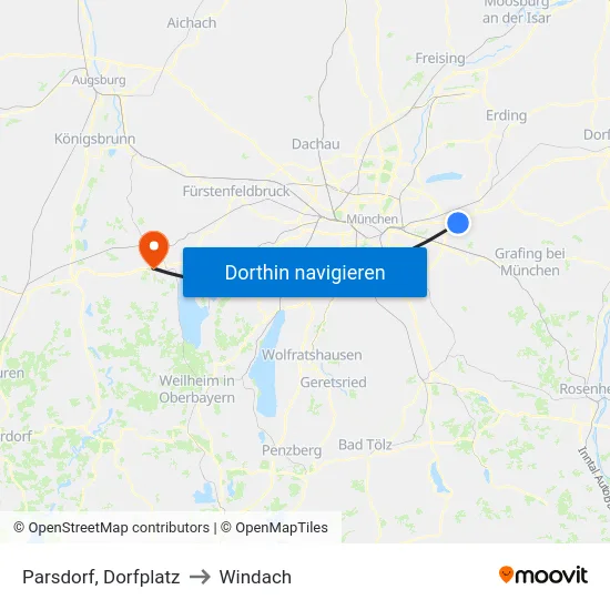 Parsdorf, Dorfplatz to Windach map