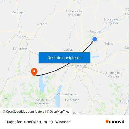 Flughafen, Briefzentrum to Windach map