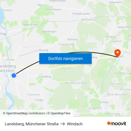 Landsberg, Münchener Straße to Windach map
